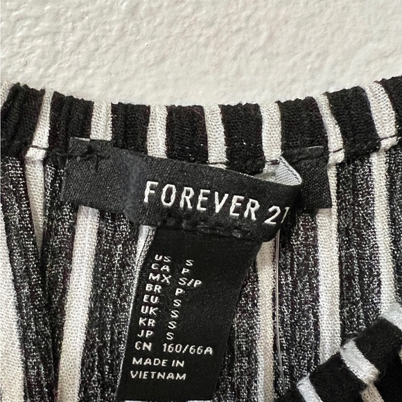 Forever 21 Striped Off Shoulder Tie Waist Romper - Small - Picture 6 of 7